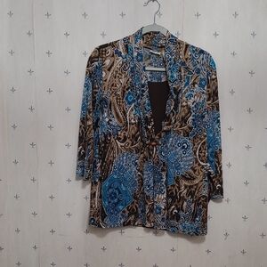 Blue and Brown Patterned Cardigan